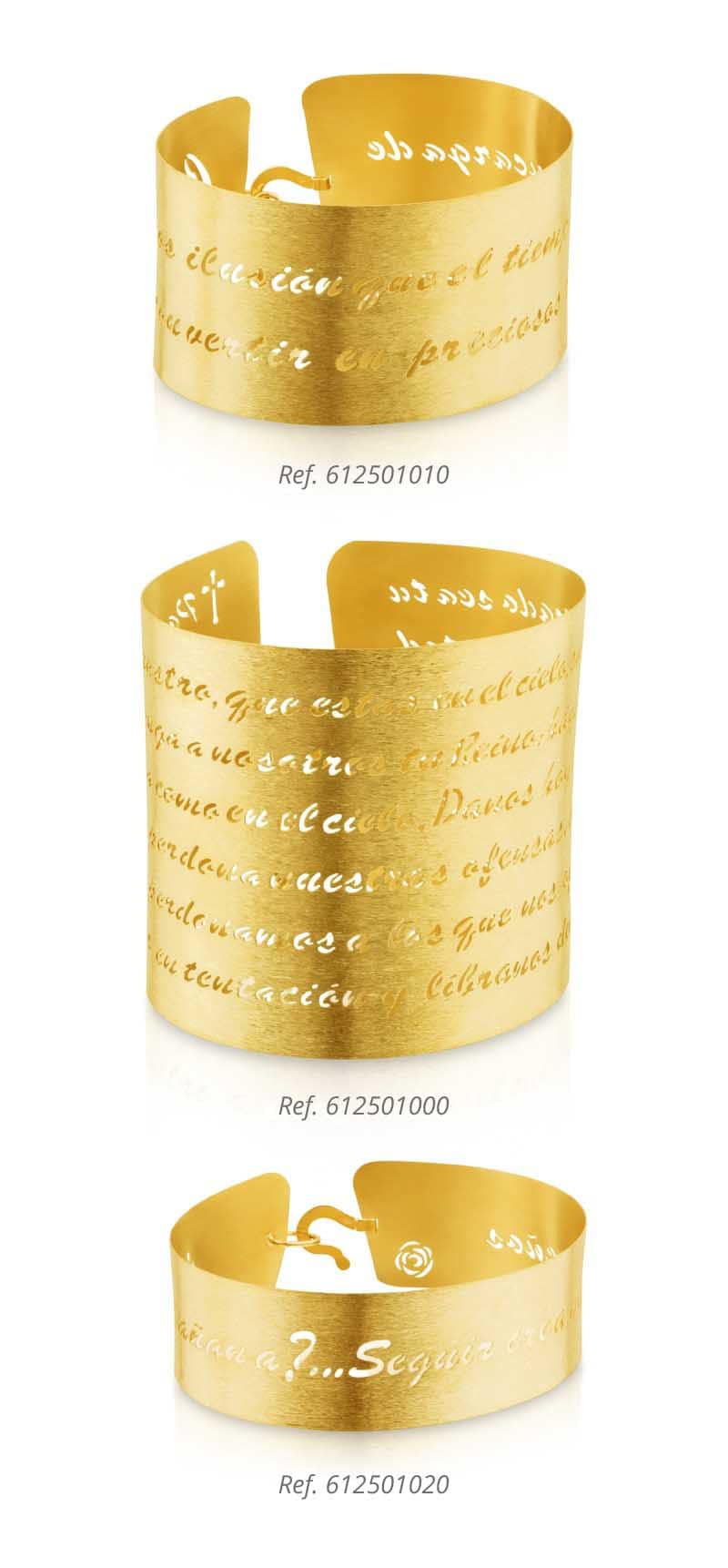 Pulseras rigidas doradas con letras