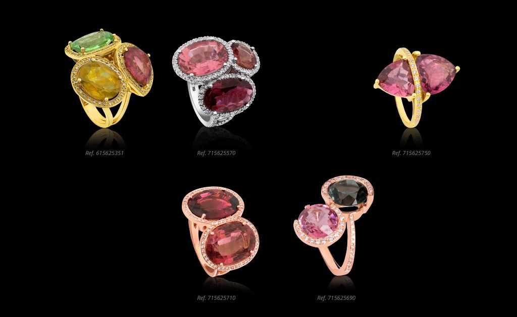 Anillos con gemas rosas Tous